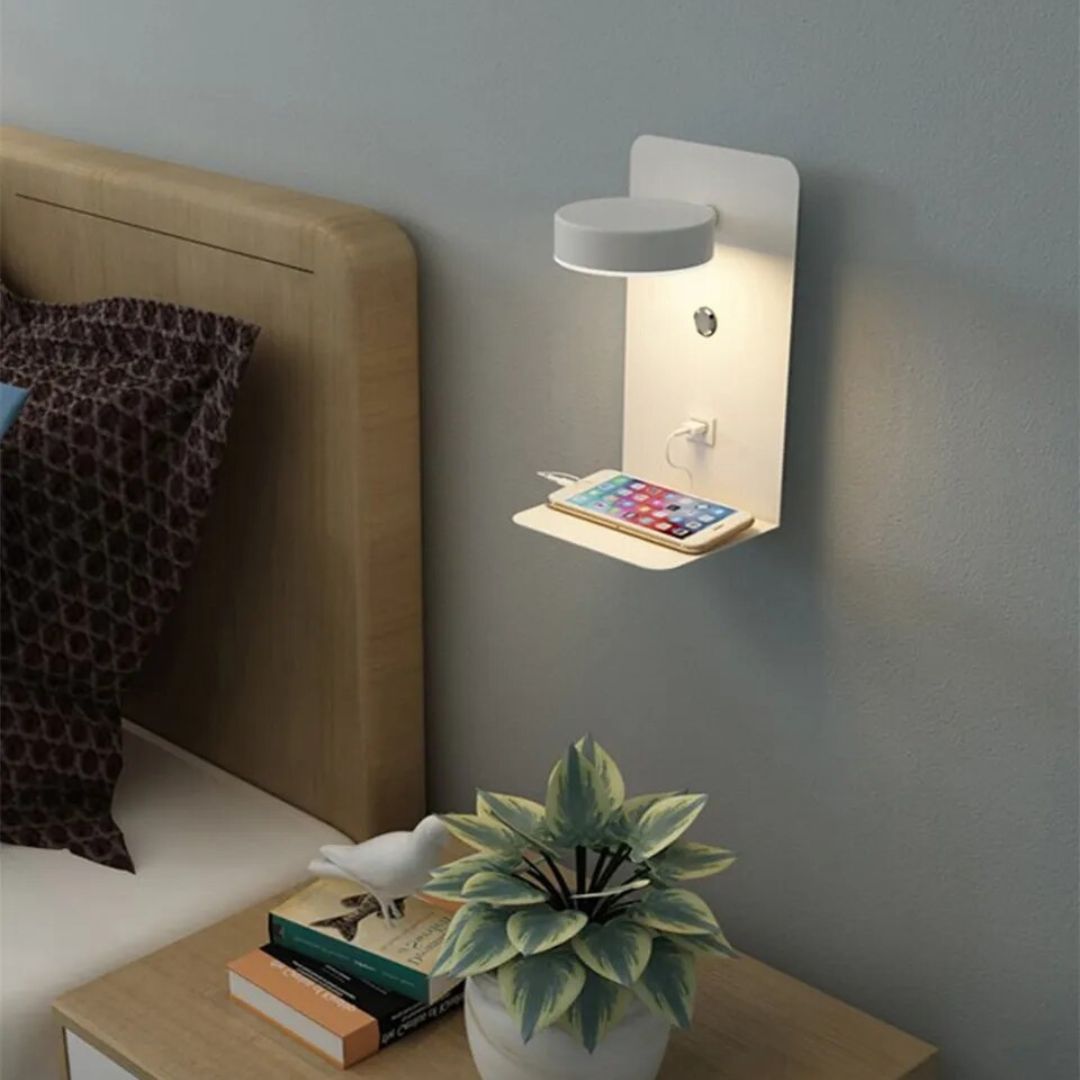 2 Lampe de Chevet Murale LED avec Port USB blanc