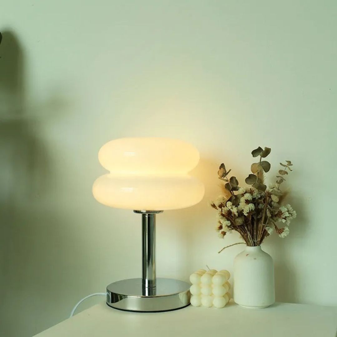 Lampe de Chevet USB avec Abat-Jour en Verre originale