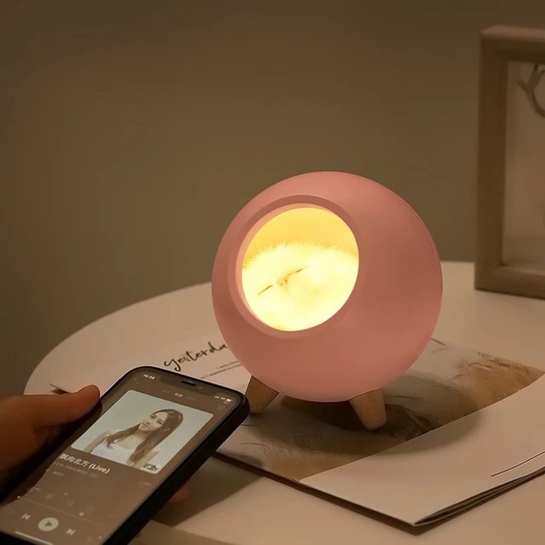 Lampe de Chevet Chaton bleu Bluetooth rechargeable