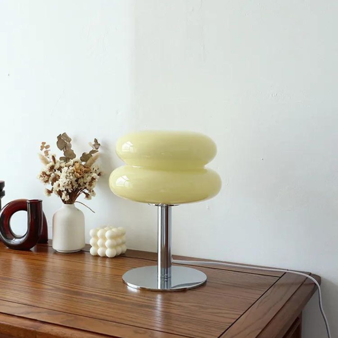 Lampe de Chevet USB avec Abat-Jour en Verre originale