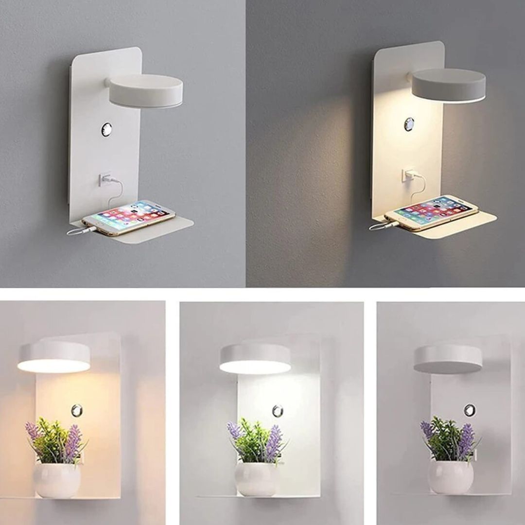 2 Lampe de Chevet Murale LED avec Port USB blanc