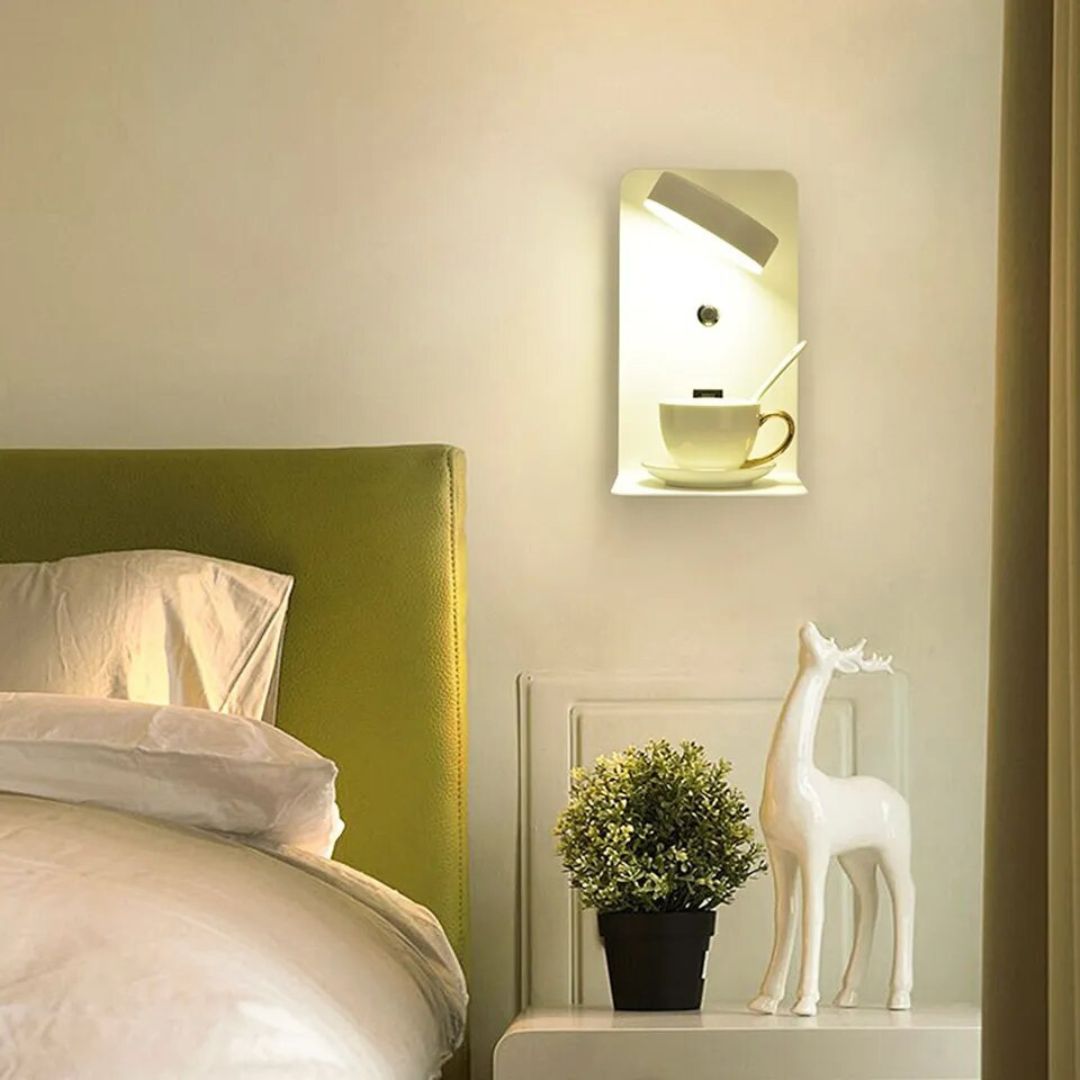 2 Lampe de Chevet Murale LED avec Port USB blanc