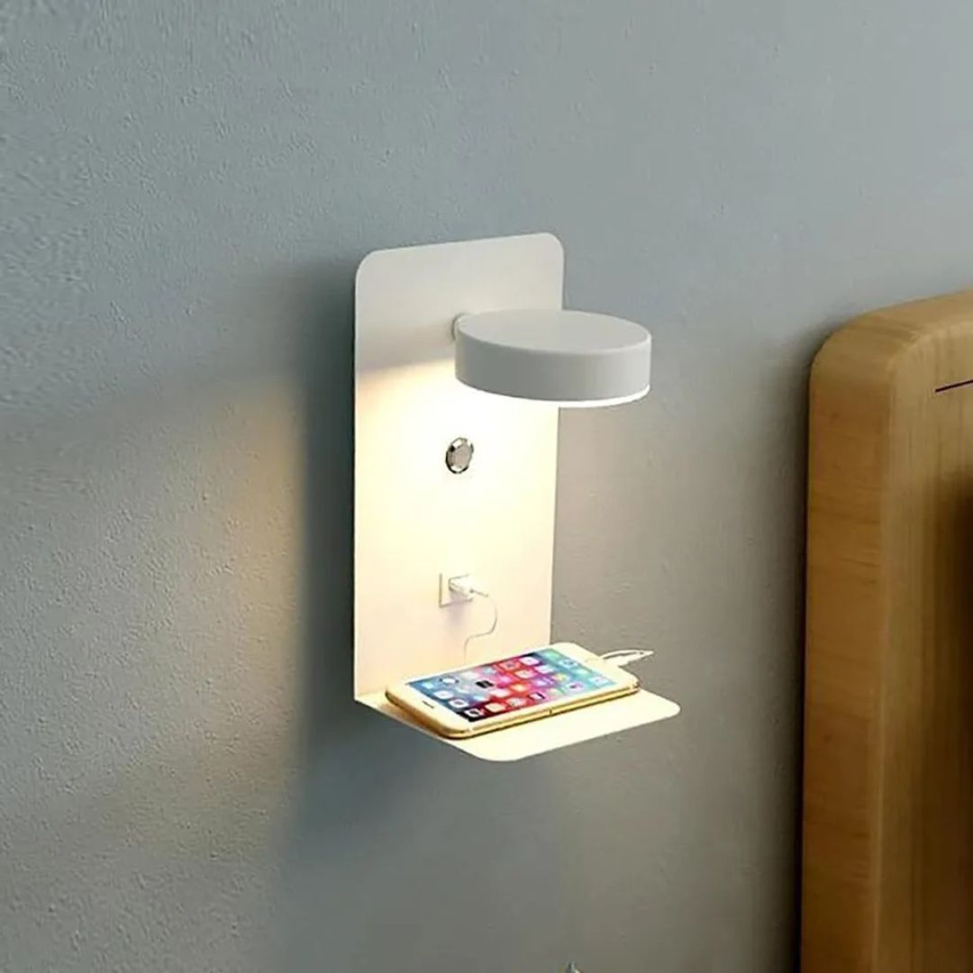2 Lampe de Chevet Murale LED avec Port USB blanc