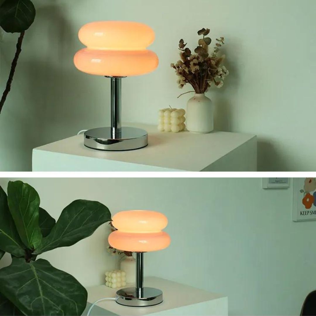 Lampe de Chevet USB avec Abat-Jour en Verre originale