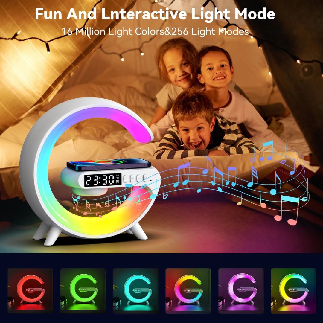 Lampe de Chevet Réveil, Bluetooth, et Recharge Sans-Fil