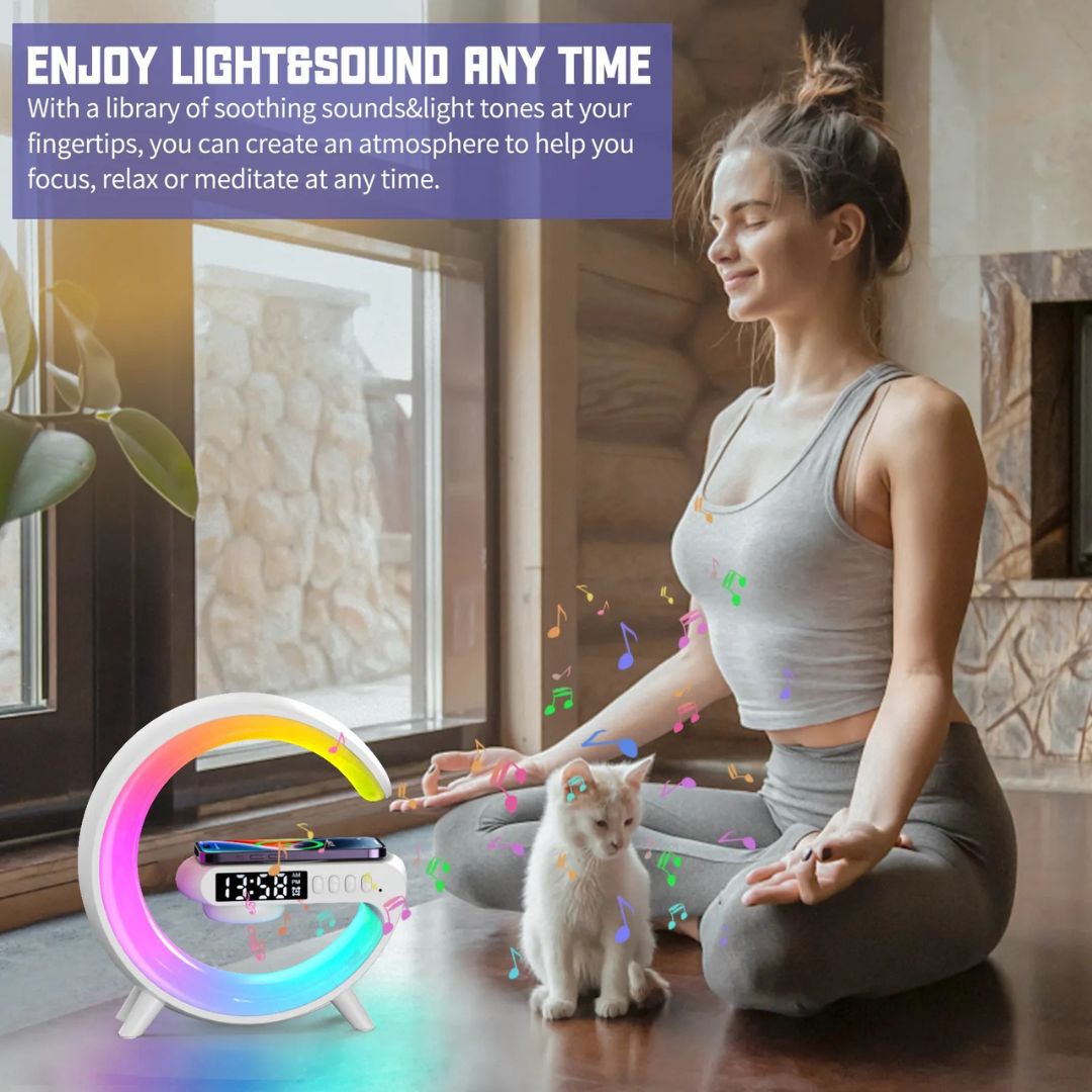 Lampe de Chevet Réveil, Bluetooth, et Recharge Sans-Fil