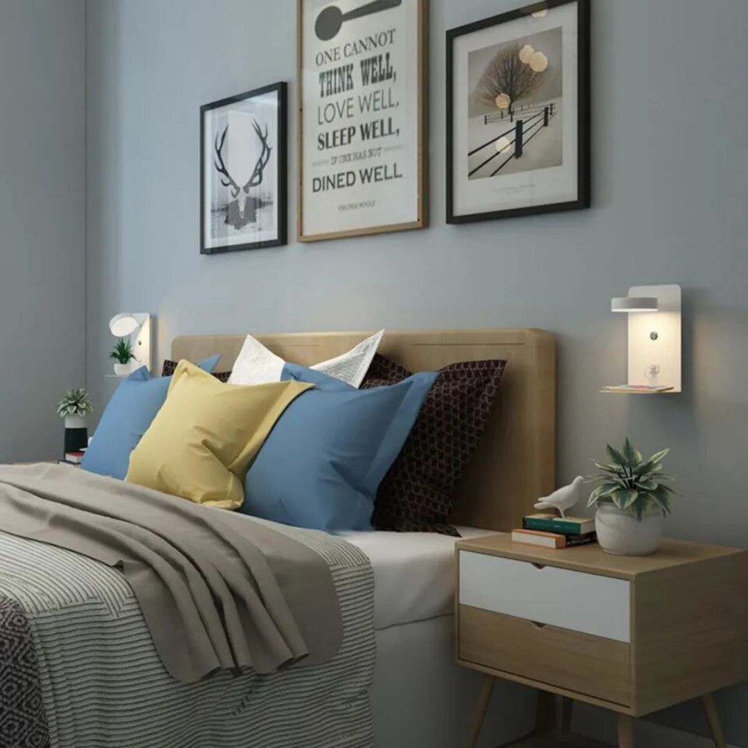 2 Lampe de Chevet Murale LED avec Port USB blanc