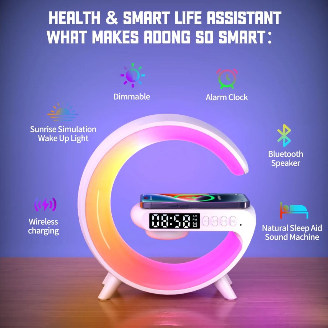 Lampe de Chevet Réveil, Bluetooth, et Recharge Sans-Fil
