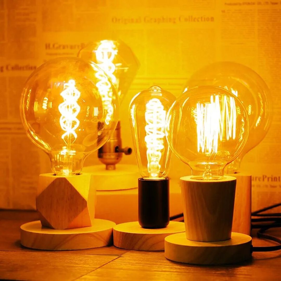 Lampe de Chevet en Bois Vintage