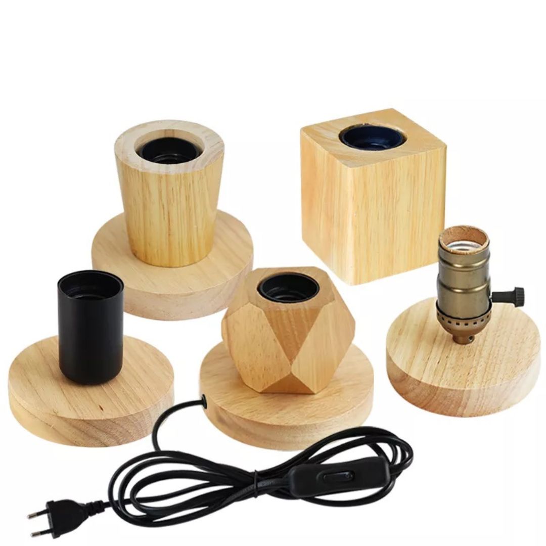 Lampe de Chevet en Bois Vintage