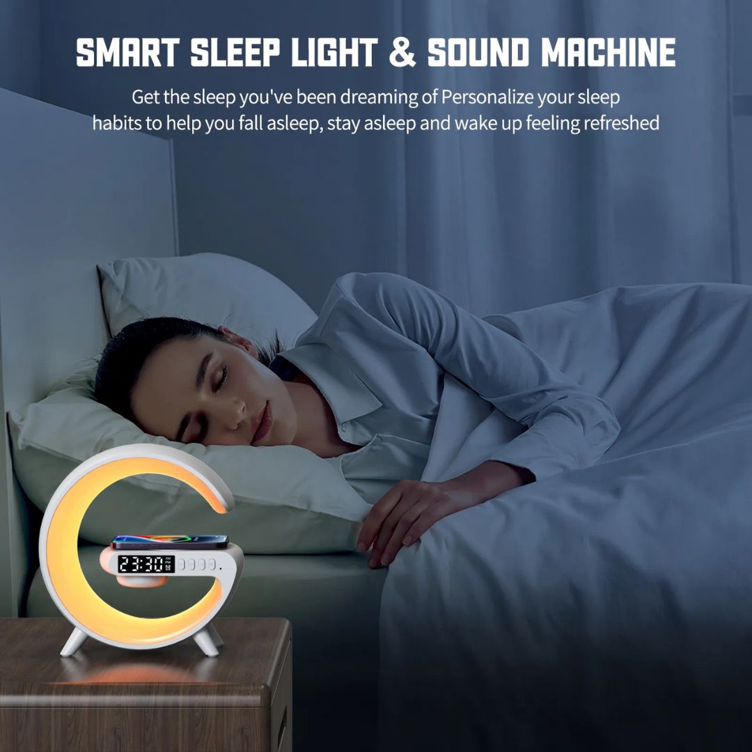 Lampe de Chevet Réveil, Bluetooth, et Recharge Sans-Fil