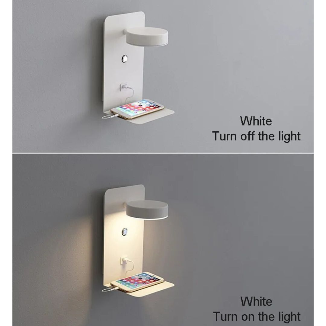 2 Lampe de Chevet Murale LED avec Port USB blanc