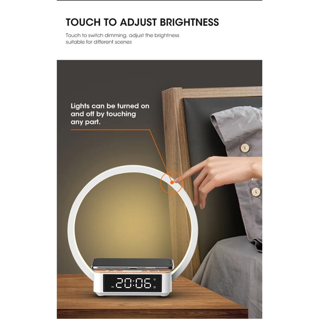 Lampe de Chevet Réveil Tactile avec Recharge Sans-Fil