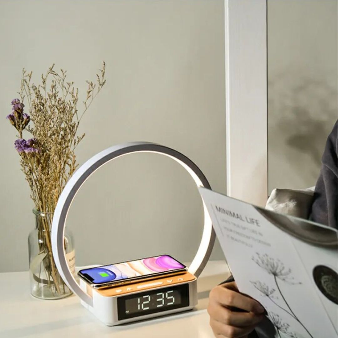 Lampe de Chevet Réveil Tactile avec Recharge Sans-Fil