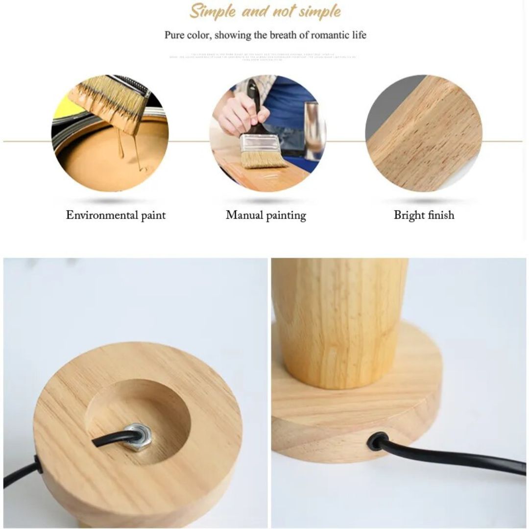 Lampe de Chevet en Bois Vintage