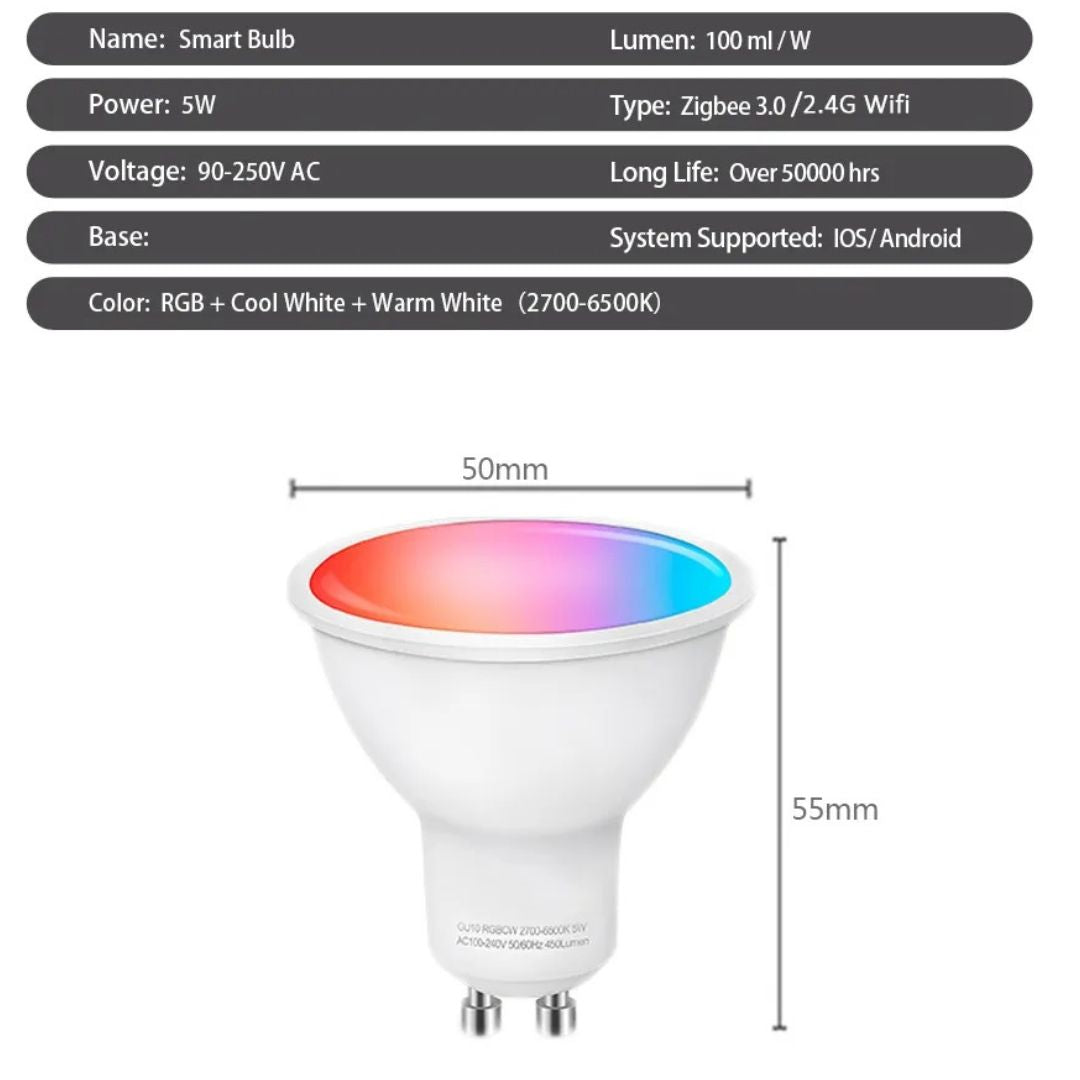 Ampoule GU10 WiFi ou Zigbee
