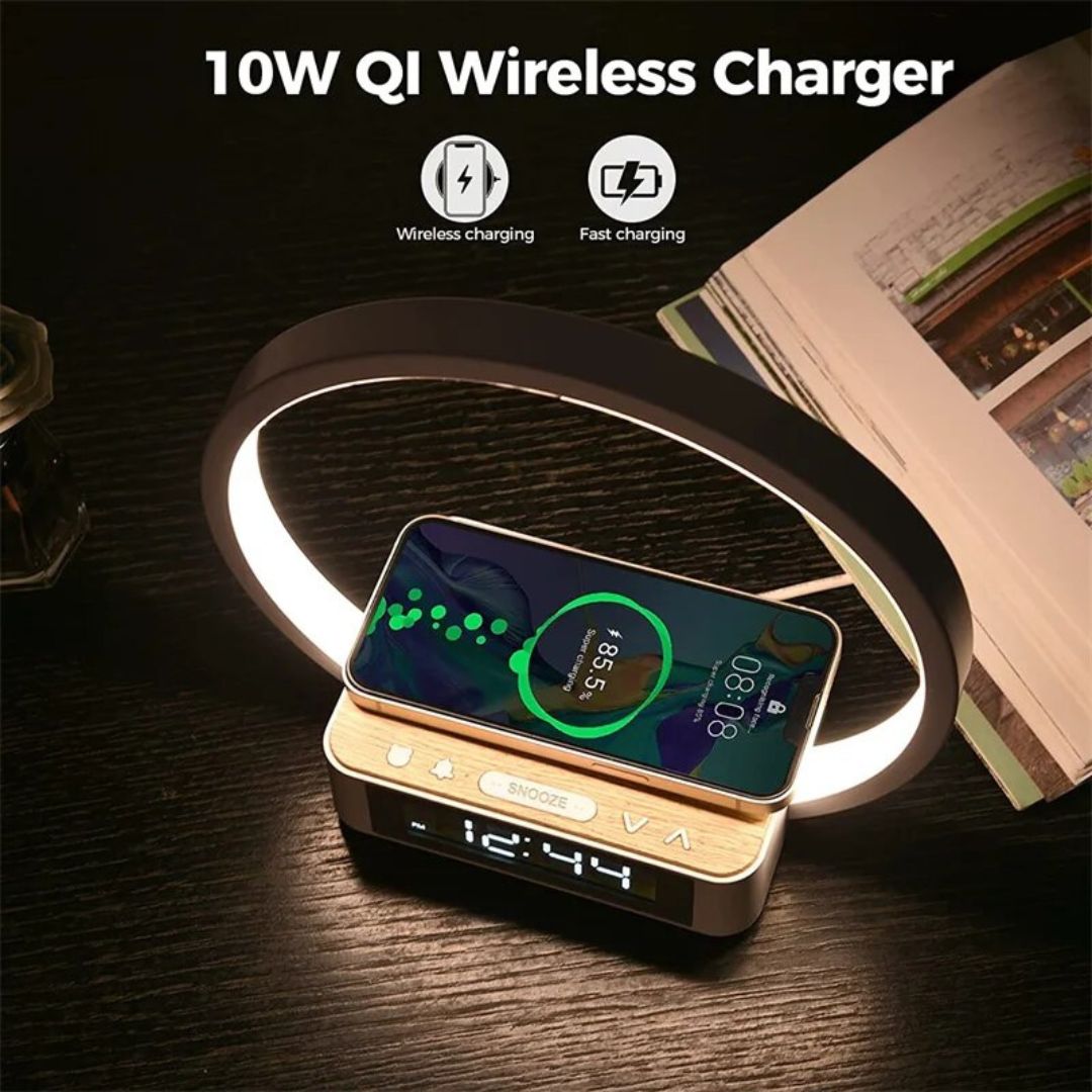 Lampe de Chevet Réveil Tactile avec Recharge Sans-Fil