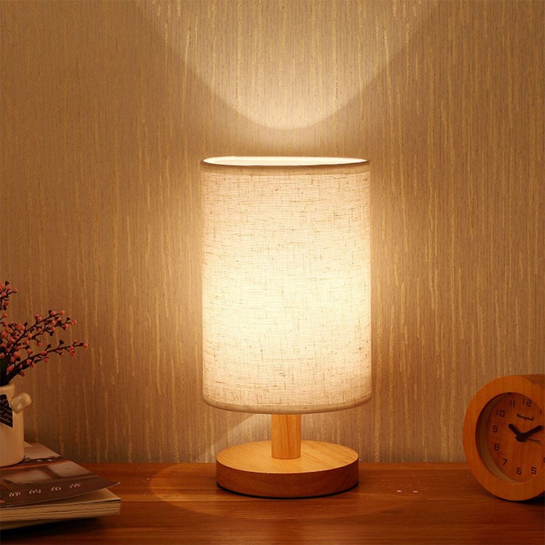 Lampe de Chevet Bois et Lin avec motif
