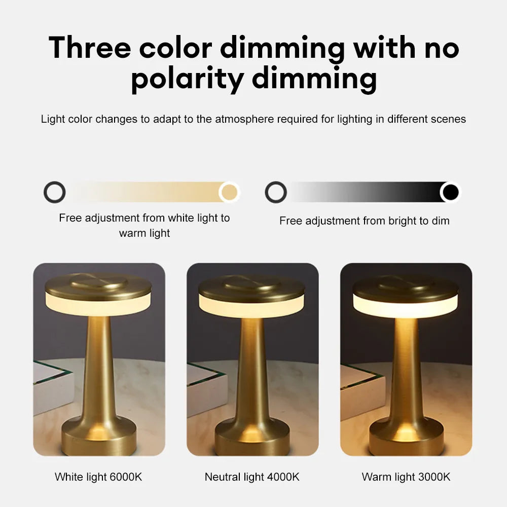 Lampe de chevet led rétro tactile