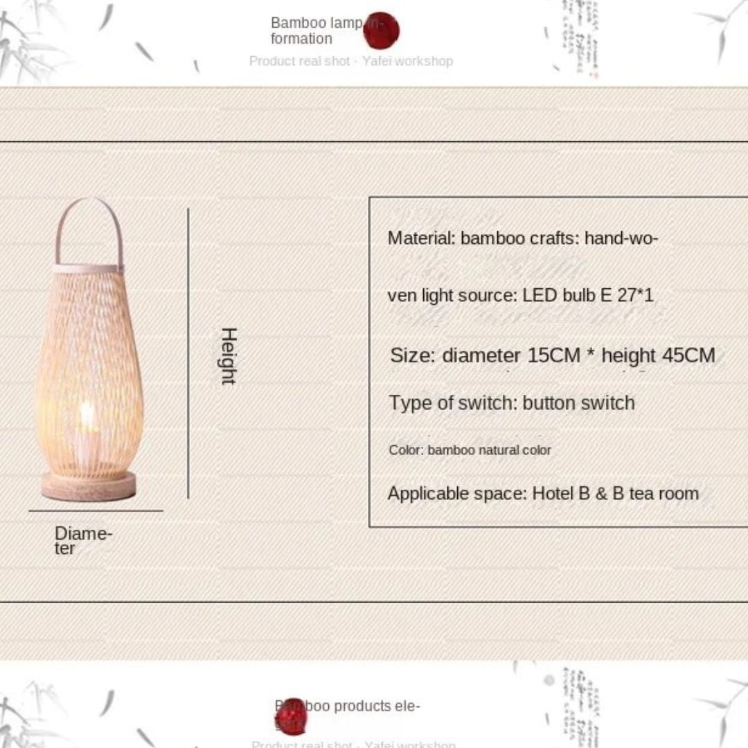 Lampe de Chevet Bambou et Bois