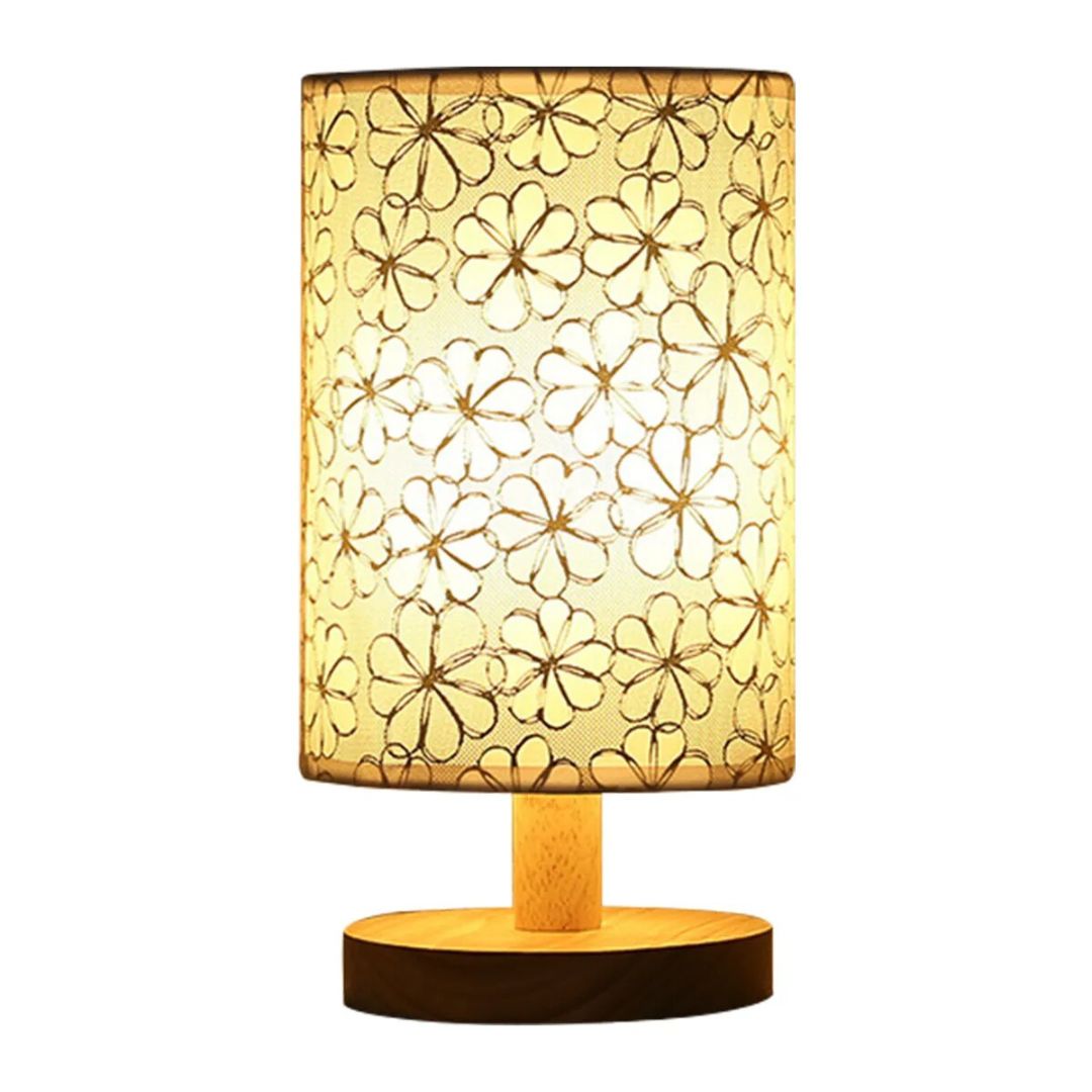 Lampe de Chevet Bois et Lin avec motif