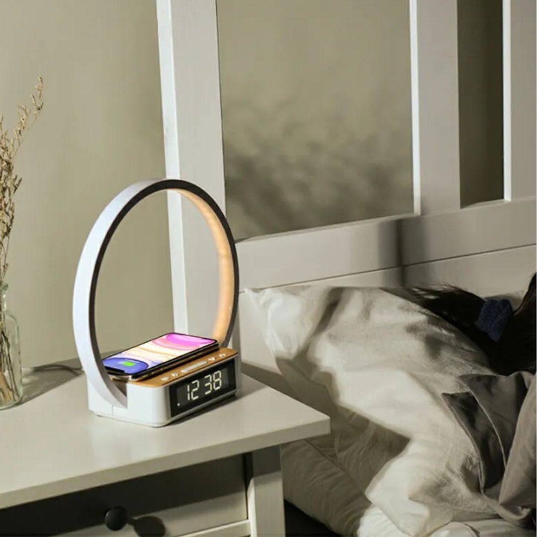 Lampe de Chevet Réveil Tactile avec Recharge Sans-Fil