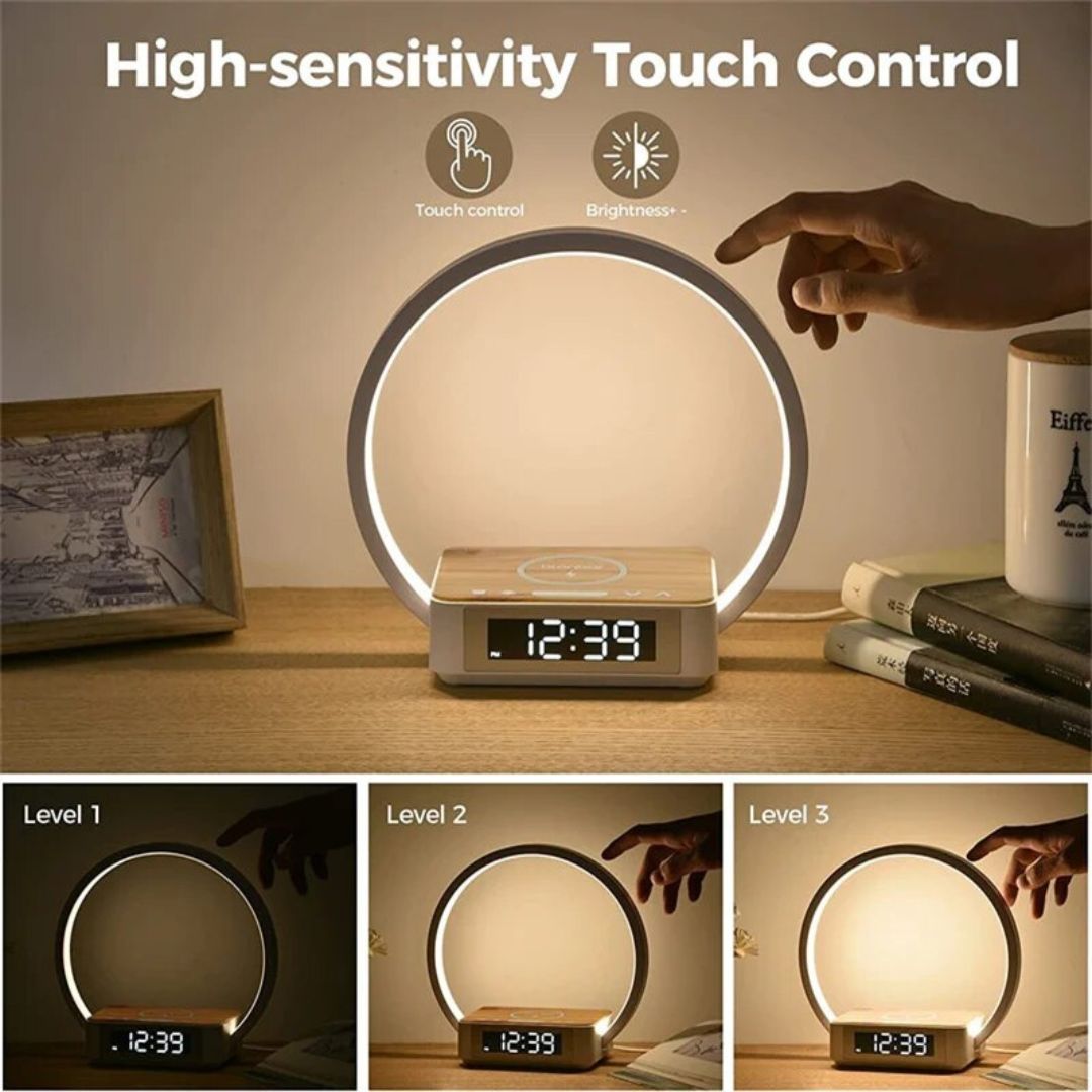 Lampe de Chevet Réveil Tactile avec Recharge Sans-Fil