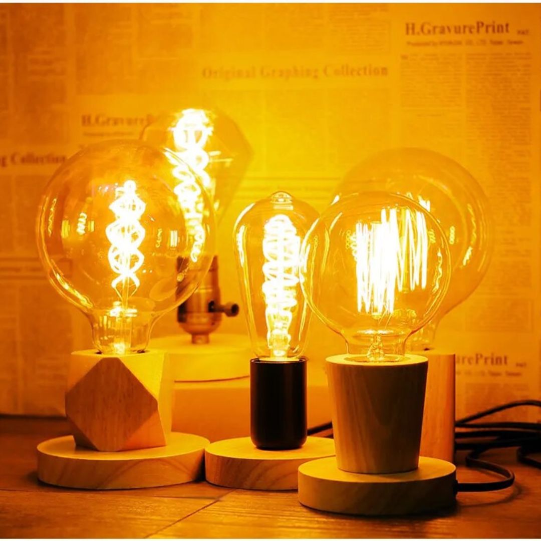 Lampe de Chevet en Bois Vintage