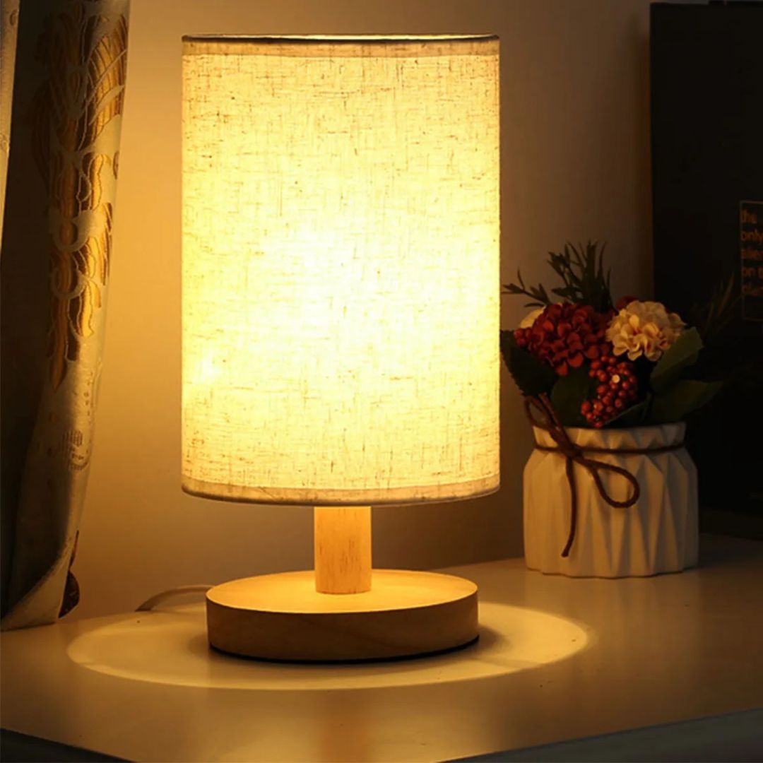 Lampe de Chevet Bois et Lin