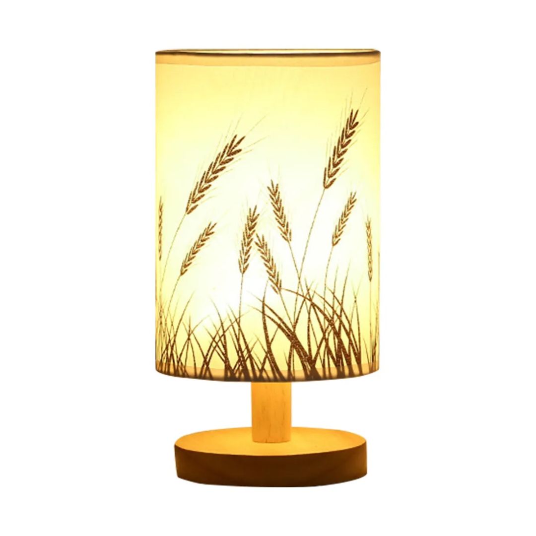 Lampe de Chevet Bois et Lin avec motif