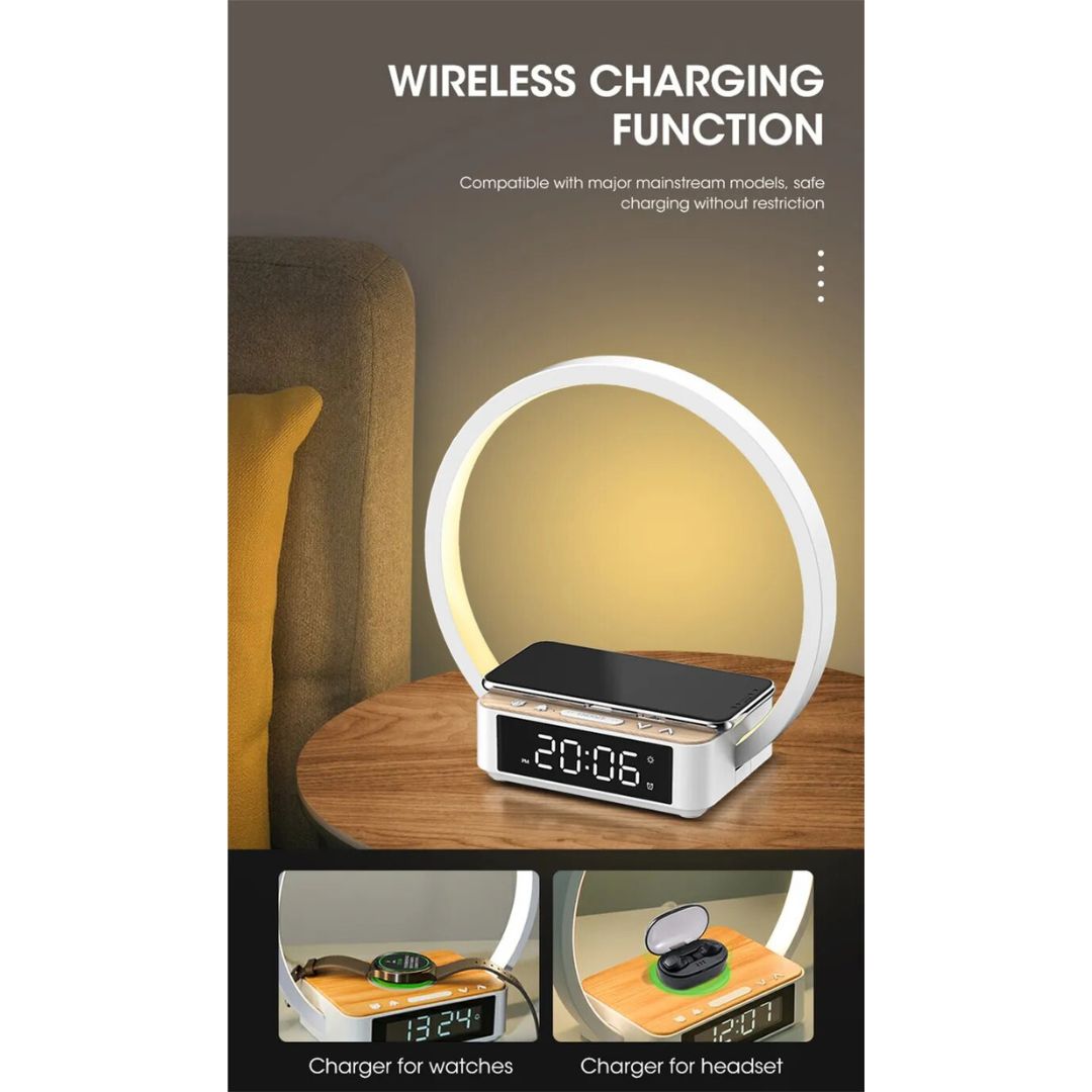 Lampe de Chevet Réveil Tactile avec Recharge Sans-Fil