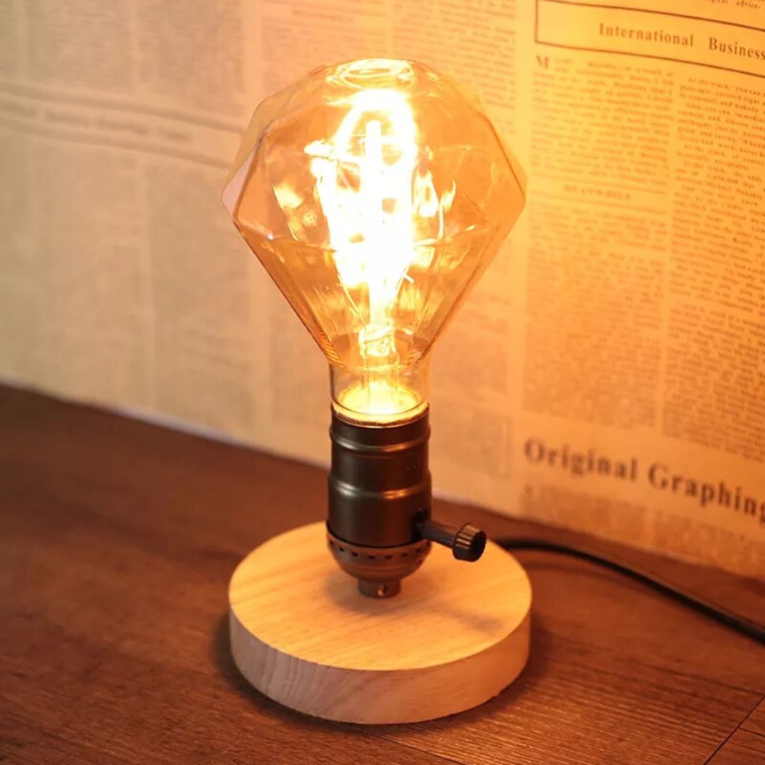 Lampe de Chevet en Bois Vintage