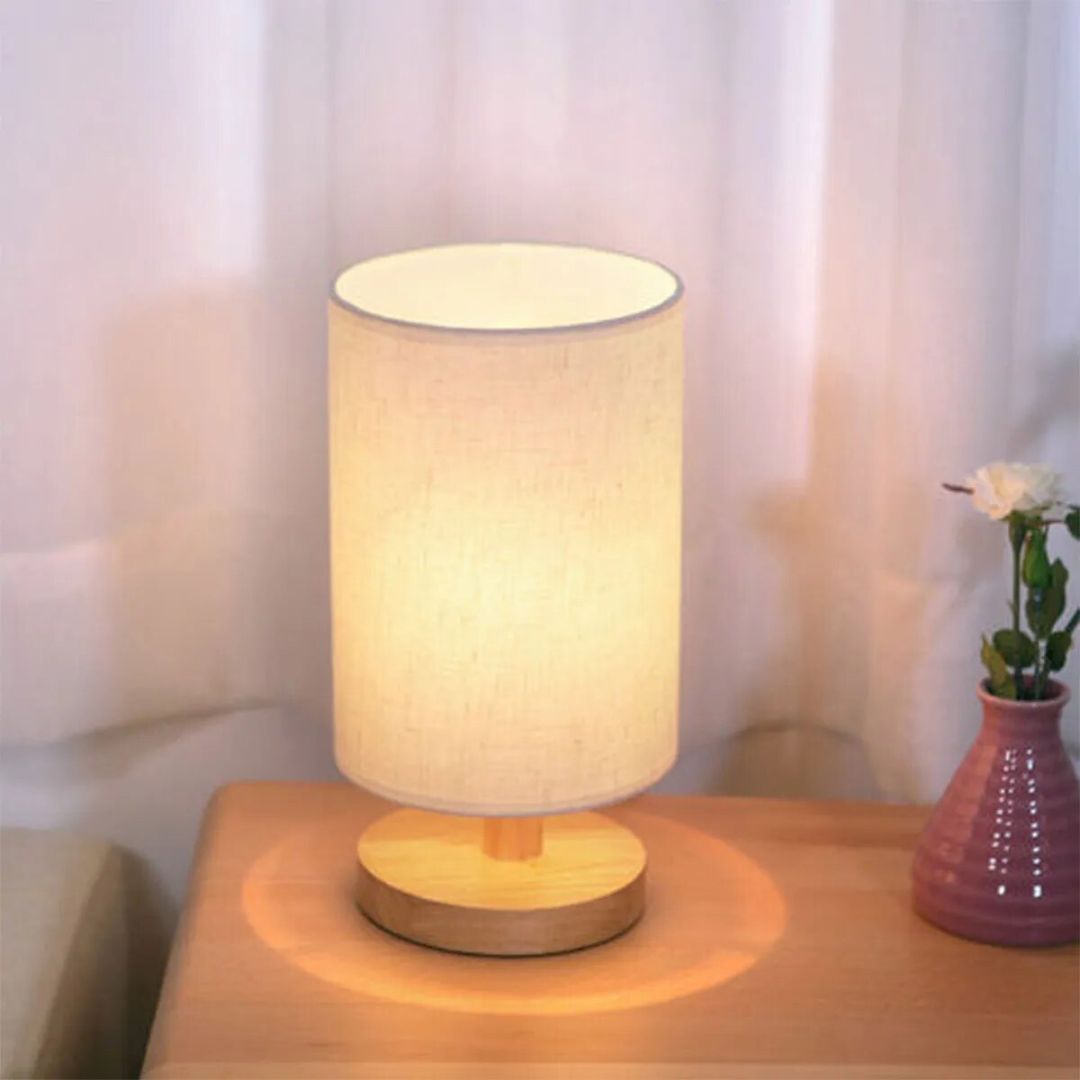 Lampe de Chevet Bois et Lin avec motif