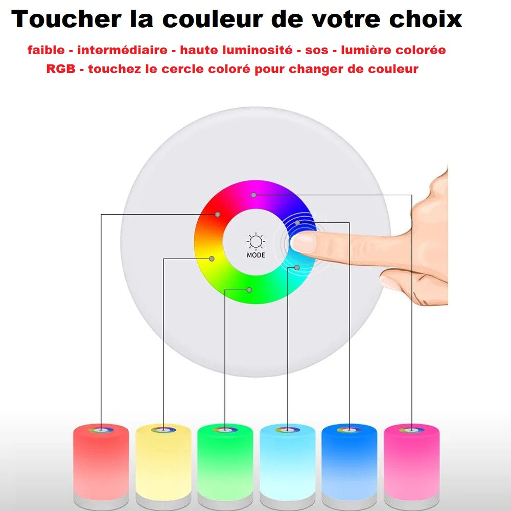 Lampe de chevet LED sans-fils Tactile RGB