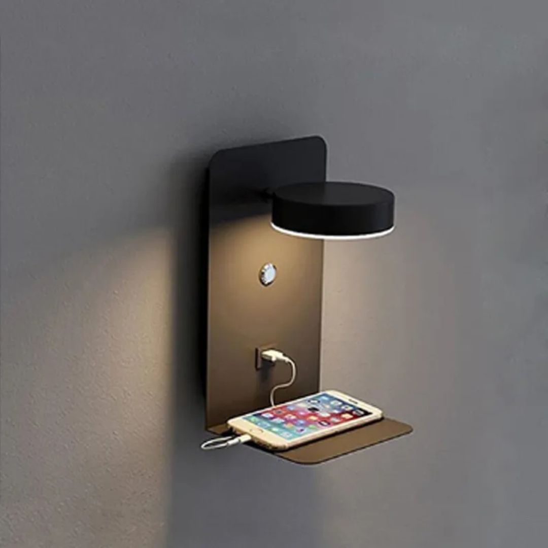 Lampe de Chevet Murale LED avec Port USB noire